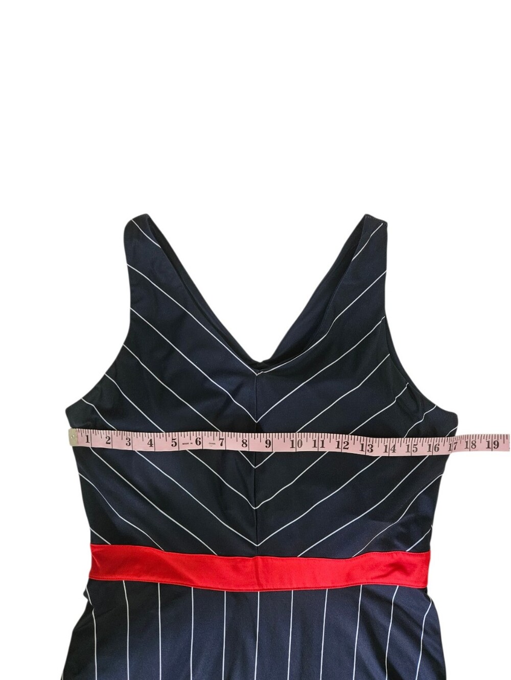 Fila Heritage Tennis Dress Women's Large V-Neck Navy Pinstripe Athleisure - Picture 7 of 11